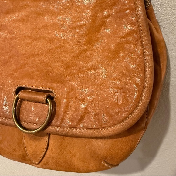 FRYE Lucy Leather Crossbody Saddle Bag Purse Brown - Picture 4 of 10